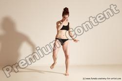 Underwear Martial art Woman White Moving poses Slim medium brown Dynamic poses Academic